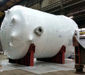 Each drain tank will be shrink-wrapped for shipment, as shown at right.