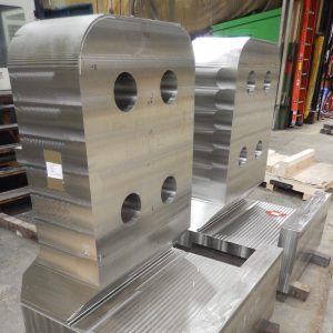 Flex brackets after machining at Precision Custom Components in York, Pennsylvania. Each bracket is about 5 feet tall and weighs over 4 tons Photo: US ITER